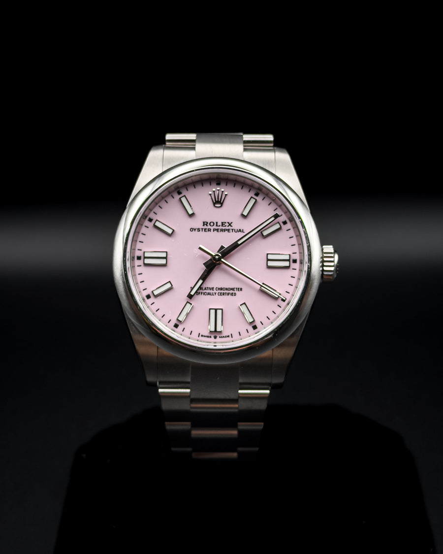 Rolex Oyster Perpetual 41 Candy Pink dial, front view